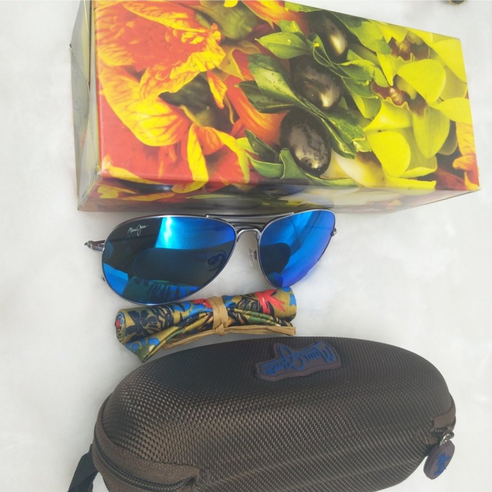 MAUI JIM Sunglasses Mavericks Polarized B264-17 Silver/Blue